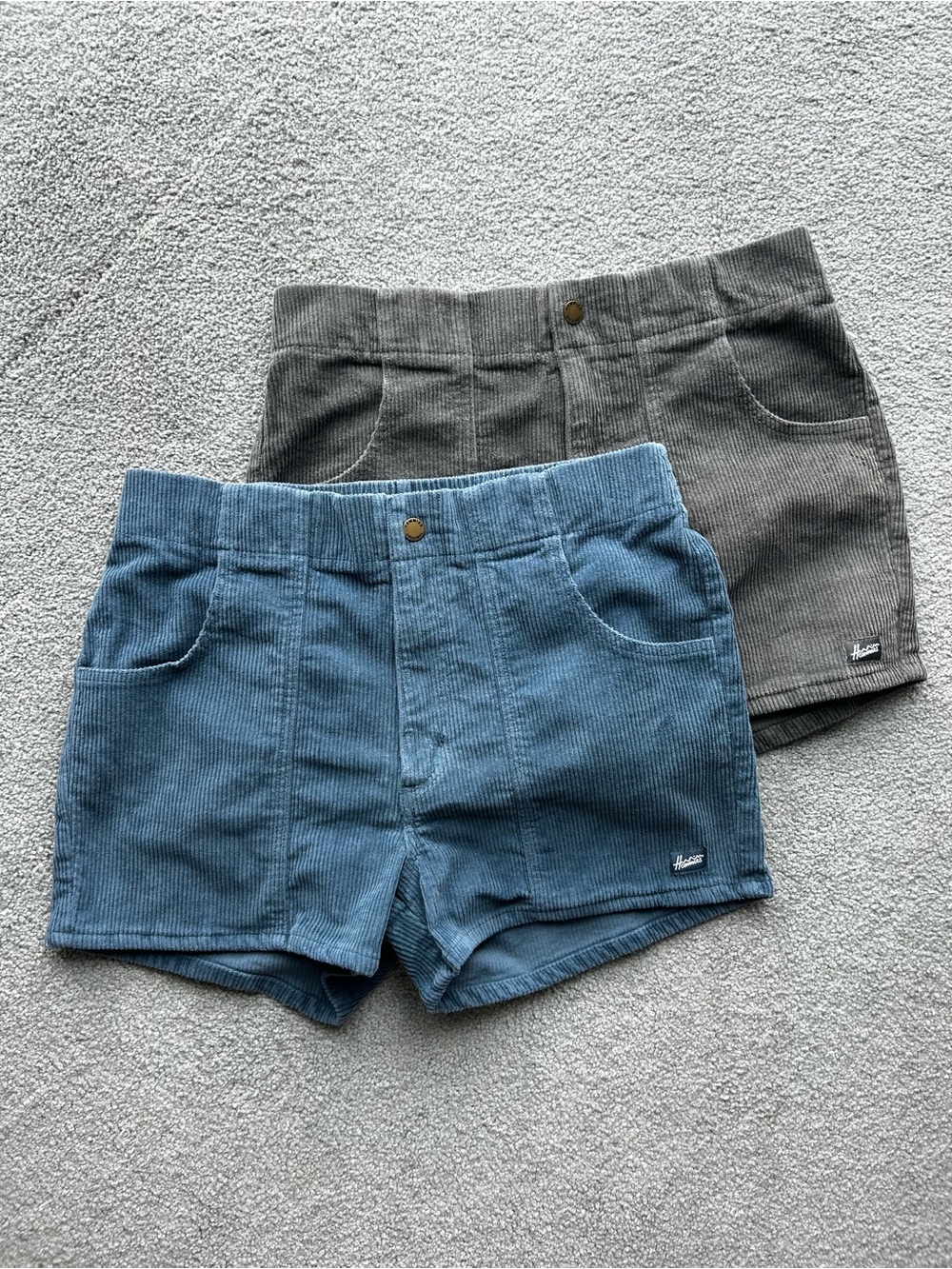 Men’s 2 PAIR Hammies Corduroy Pull-On Shorts - Blue and Gray NWT